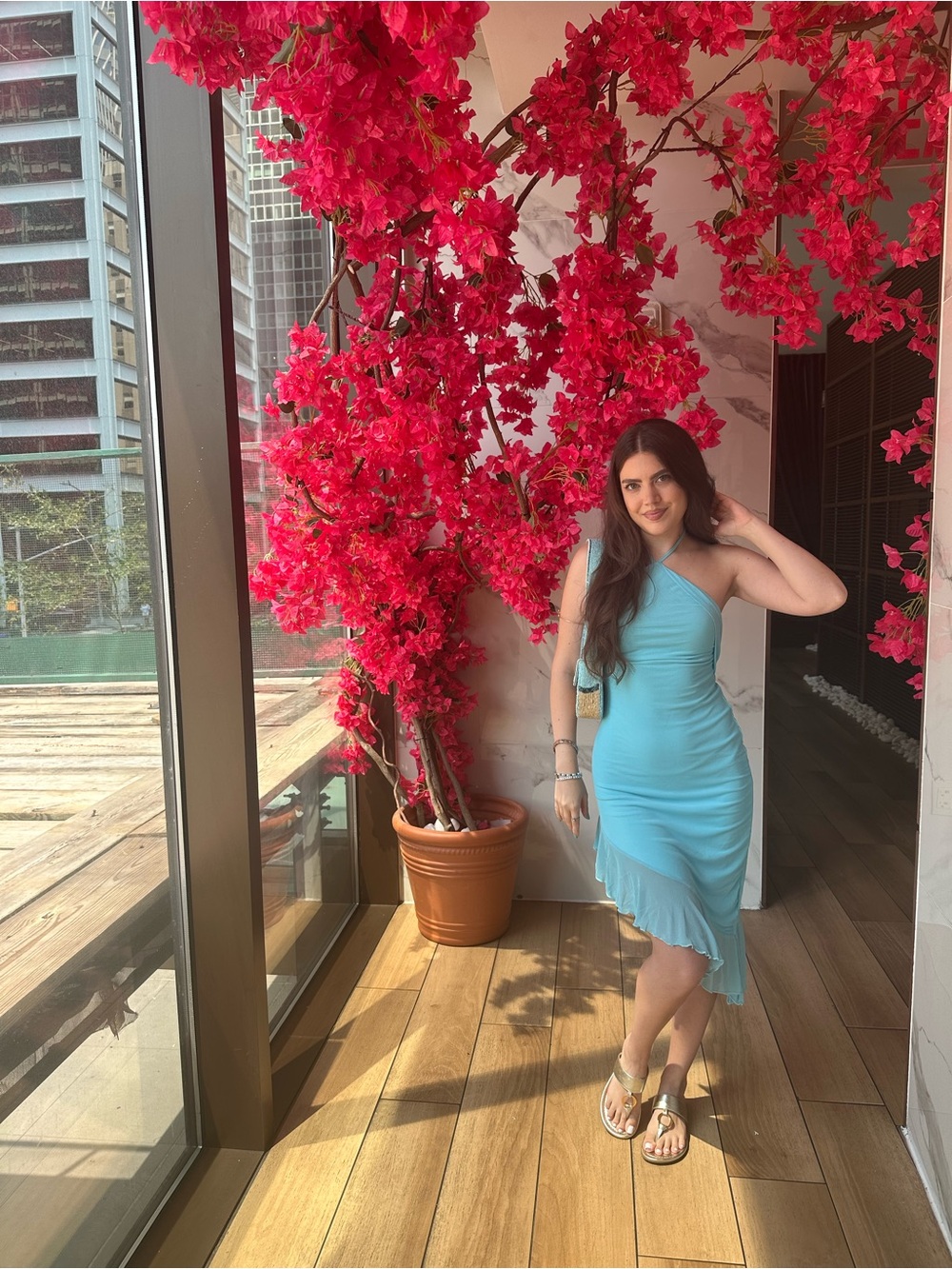 Light Blue Midi Dress for Women